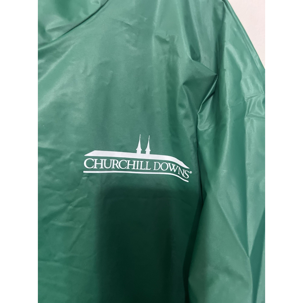 Vintage 90s PVC Women's Hood 1/2 Zip Rain Jacket Green Event Unisex Large - Picture 3 of 10